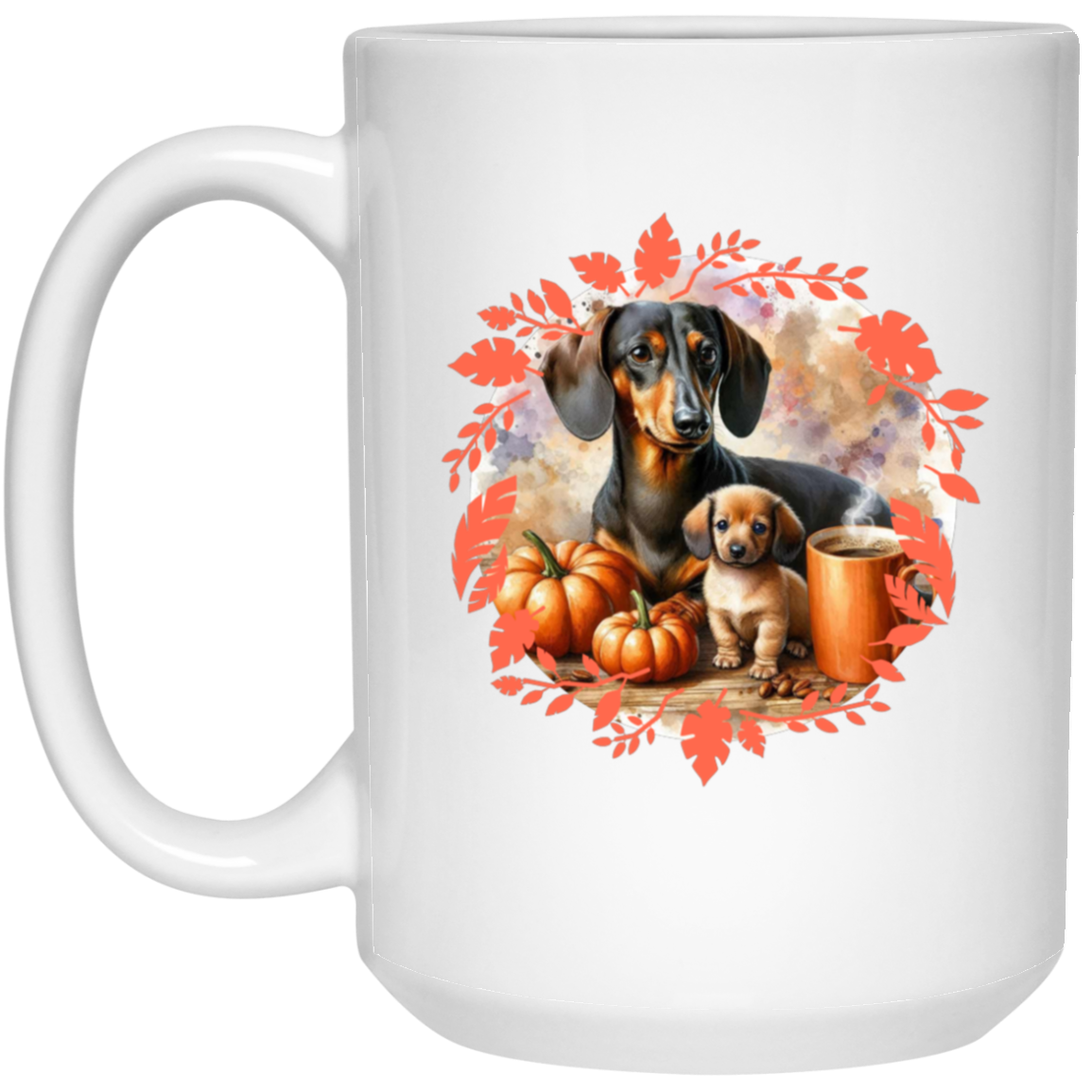 Fall Doxie 15oz White Mug