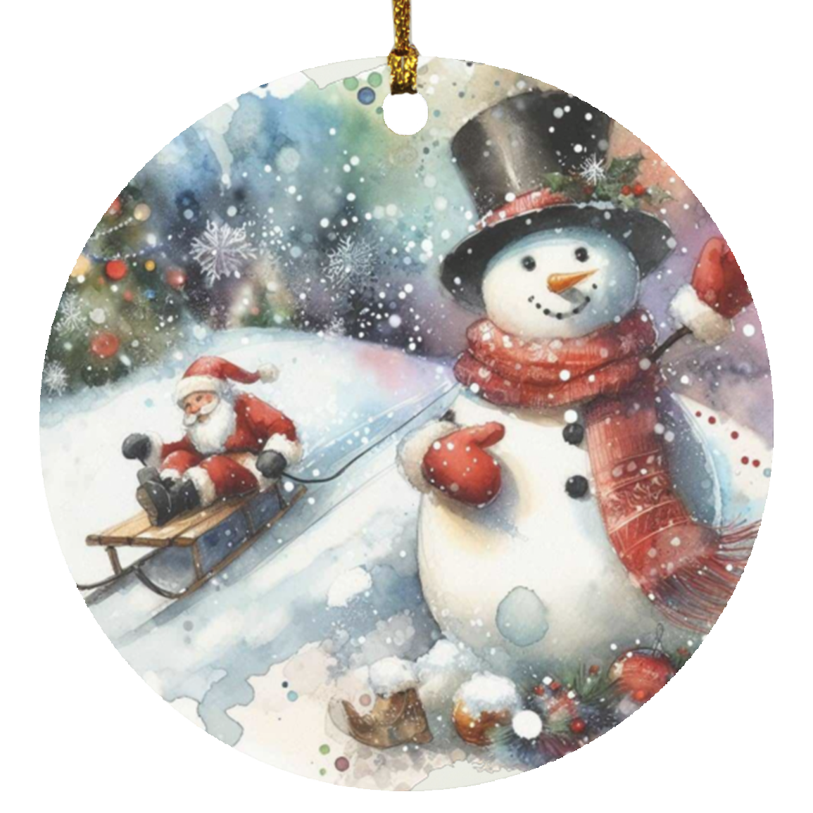 Snowtime Fun Circle Ornament