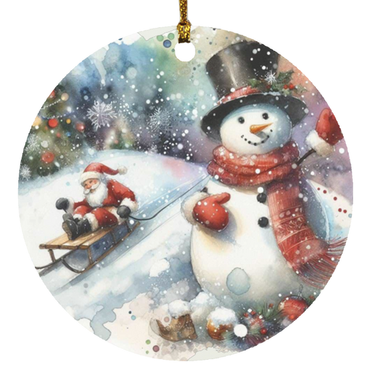 Snowtime Fun Circle Ornament